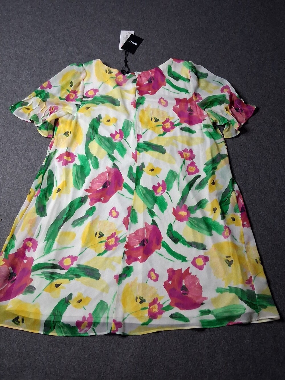DKNY Floral Chiffon Pleated Mini Dress NWT Size 16 - Picture 7 of 14